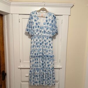 Flying Tomato Blue and White Floral Maxi Dress